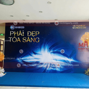 Trang trí backdrop 20/10 cho hội trường thiết kế hiện đại