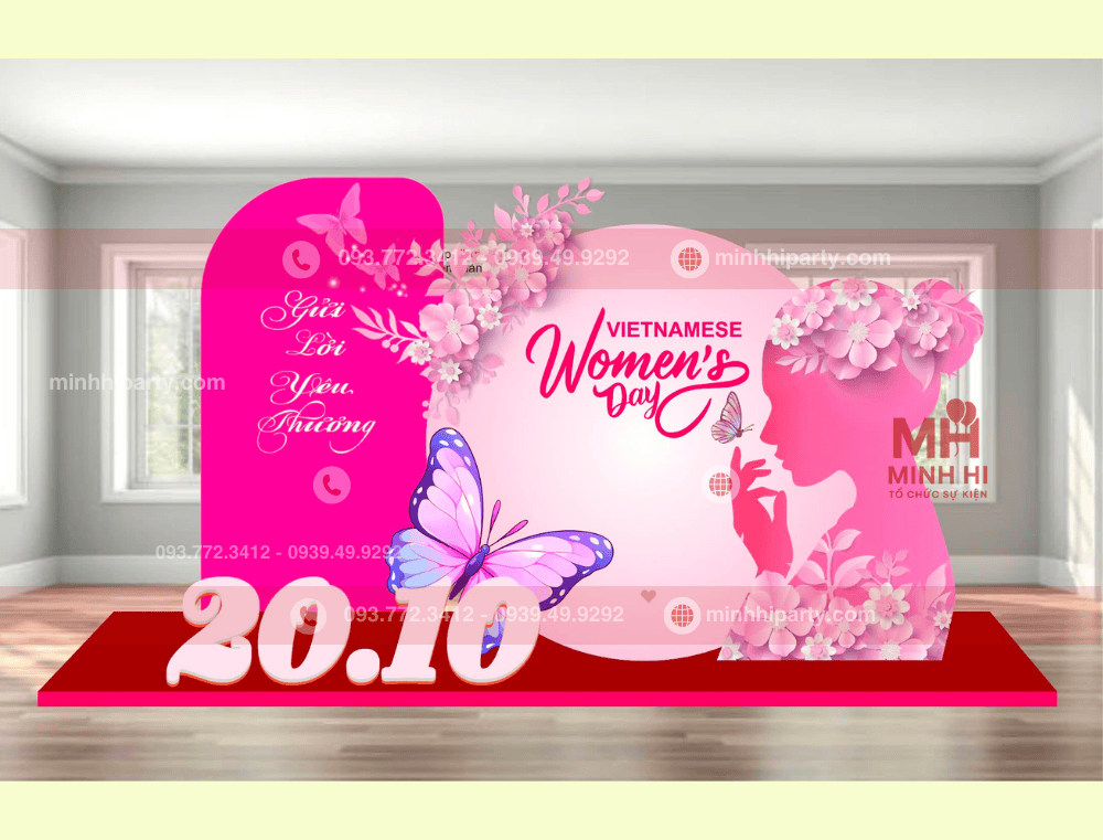 mẫu decor 20/10 thiết kế mới với chi tiết 3D