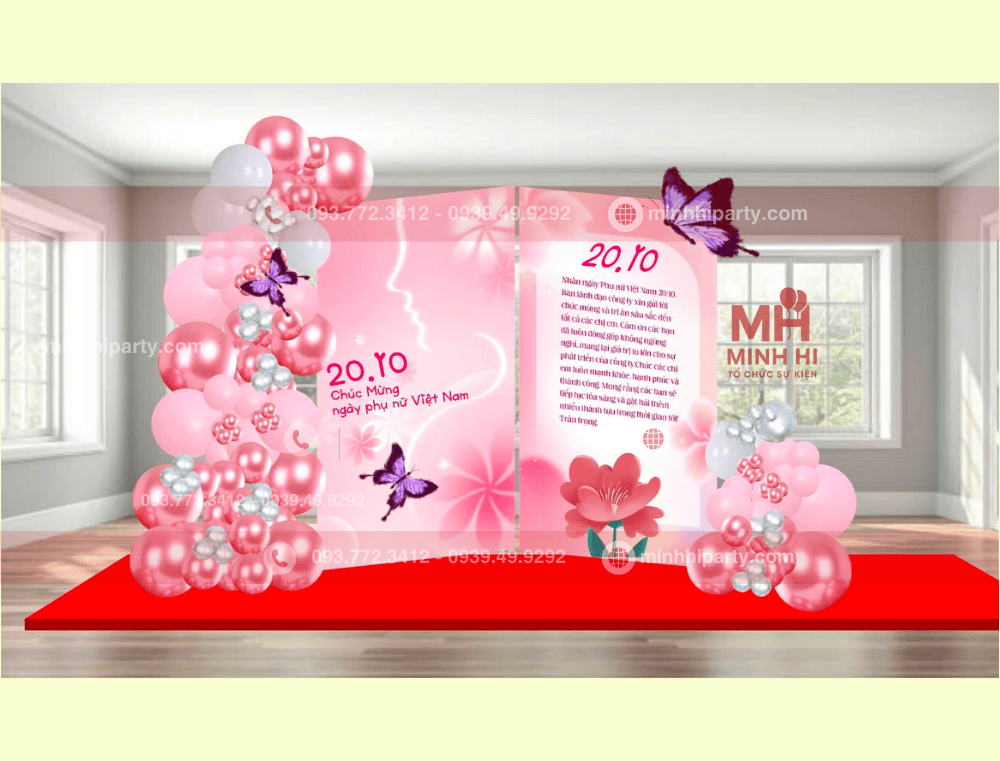 Trang trí backdrop 20/10 cho trường học với thiết quyển sách độc đáo