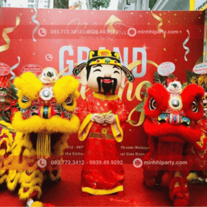 Múa lân khai trương kết hợp dịch vụ cho thuê thần tài mascot