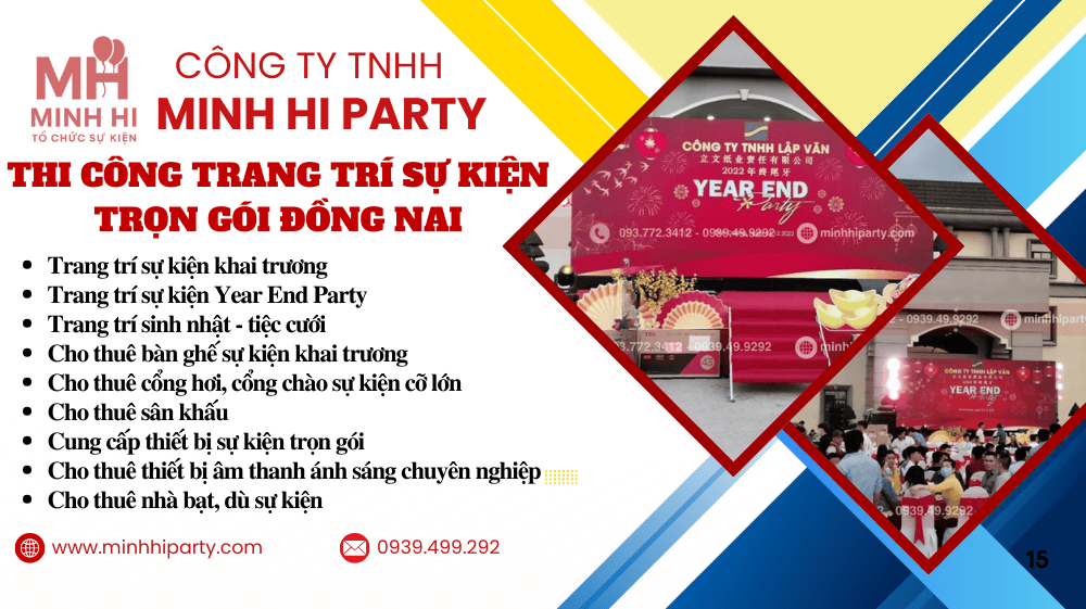thi cong trang tri su kien tron goi dong nai tai tphcm Minh Hi Party cung cấp dịch vụ trang trí sự kiện tại Đồng Nai