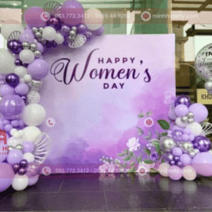 Trang trí 20/10 cho trường học với backdrop thiết kế nhẹ nhàng