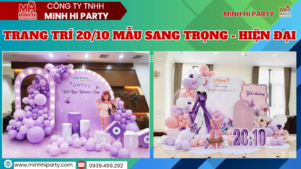 trang tri 2010 phong cach sang trong hien dai Ý tưởng trang trí 20/10 mới nhất 2025 với những mẫu sang trọng hiện đại - Trang trí 20/10 tone màu tím chủ đạo