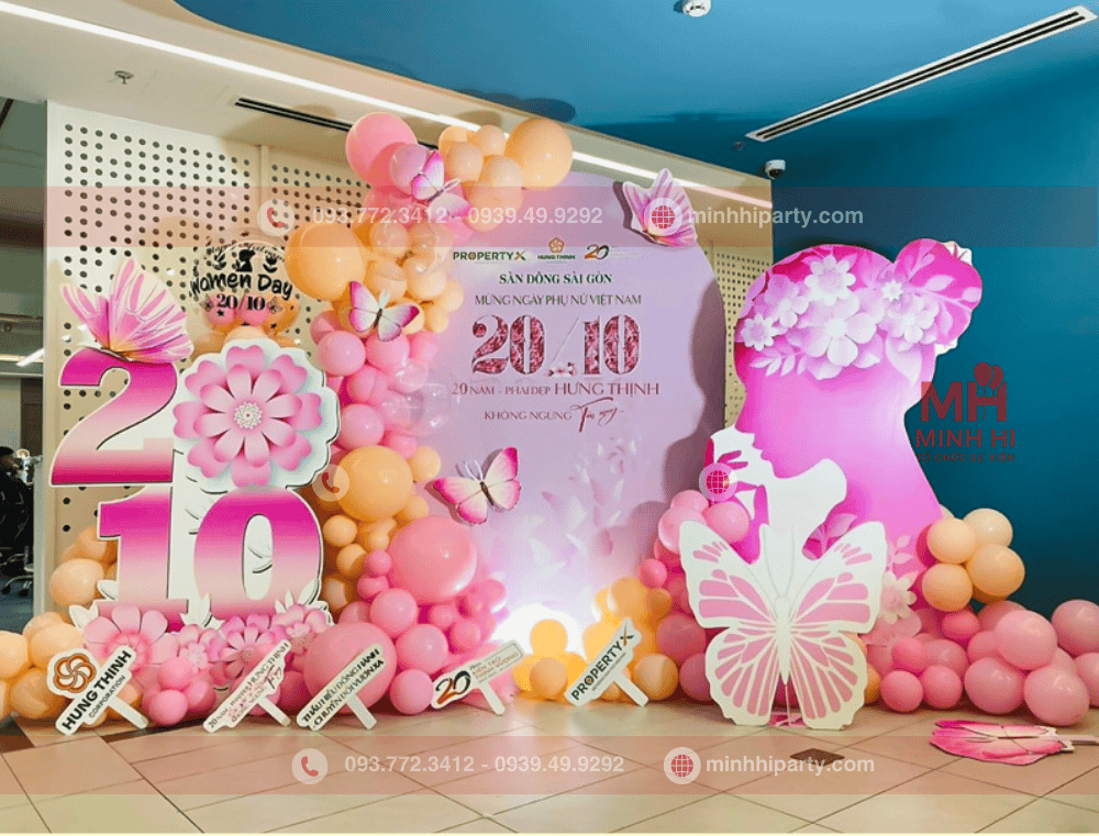 Thiết kế trang trí 20/10 3D nổi bật