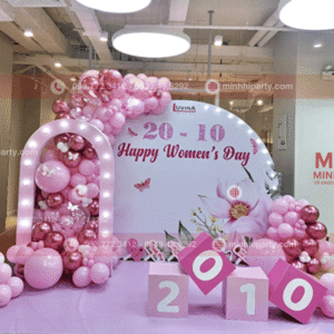 trang tri backdrop 20 10 voi bong bong Trang trí 20/10 với bong bóng kết hợp số 3D