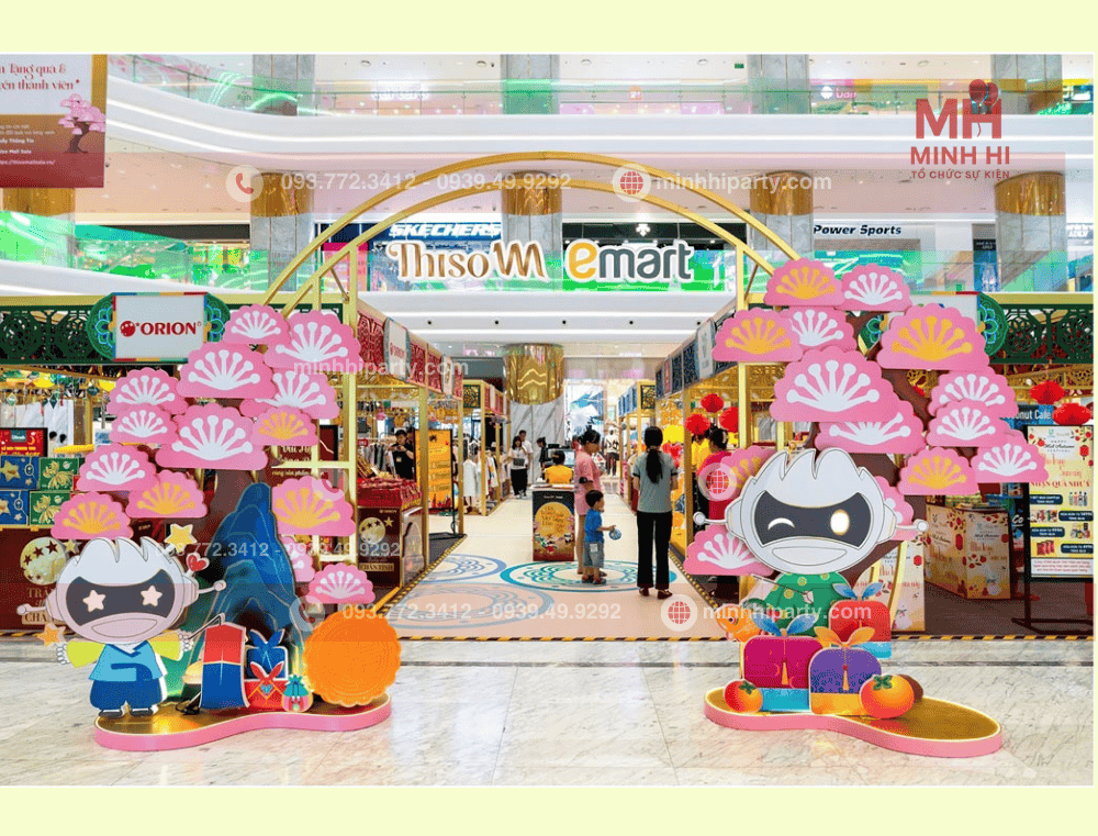 Trang trí cổng chào trung thu cho chung cư toà nhà thiết kế hiện đại