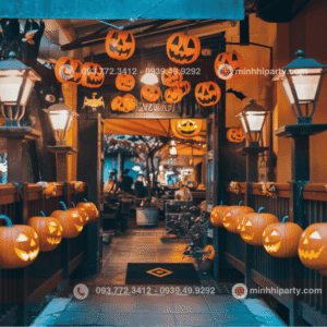 Trang trí halloween cho quá bar với cách bày trí đơn giản
