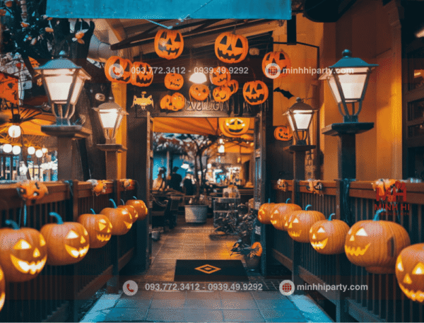 Trang trí halloween cho quá bar với cách bày trí đơn giản