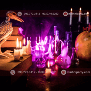 ý tưởng trang trí halloween với đèn led tím