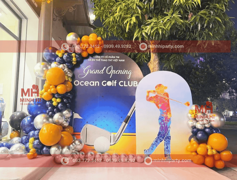 Trang trí backdrop khai trương cho ocean gofl club