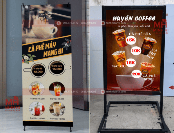 thiết kế standee cho quán cafe cho menu hấp dẫn