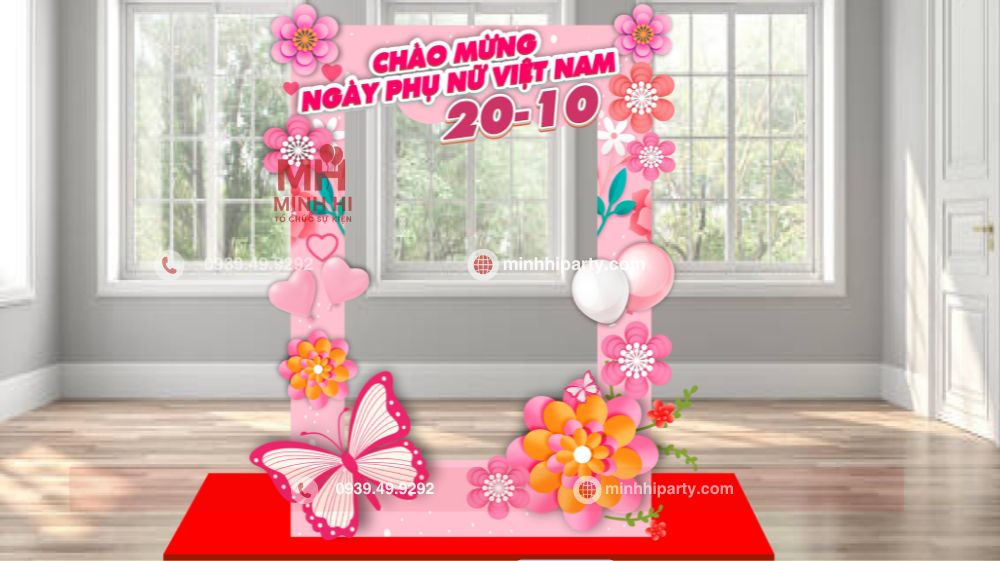 trang tri khung checkin ngay phu nu viet nam 20 10 nam 2025 17 Ý tưởng trang trí 20/10 với khung chụp ảnh