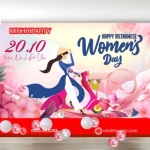 Trang trí sân khấu backdrop sự kiện 20/10 ngày phụ nữ Việt Nam
