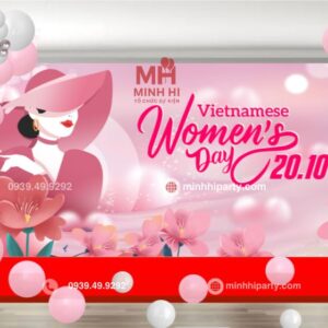 Trang trí background 20/10 két hợp bong bóng tone màu Pastel