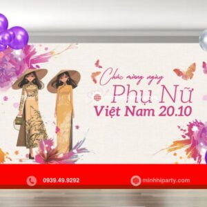 Dịch vụ thi công trang trí background 20/10 do Minh Hi Party cung cấp