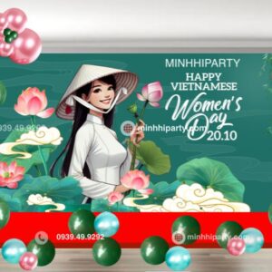 Mẫu thiết kế trang trí sự kiện 20/10 với tone xanh tươi mát