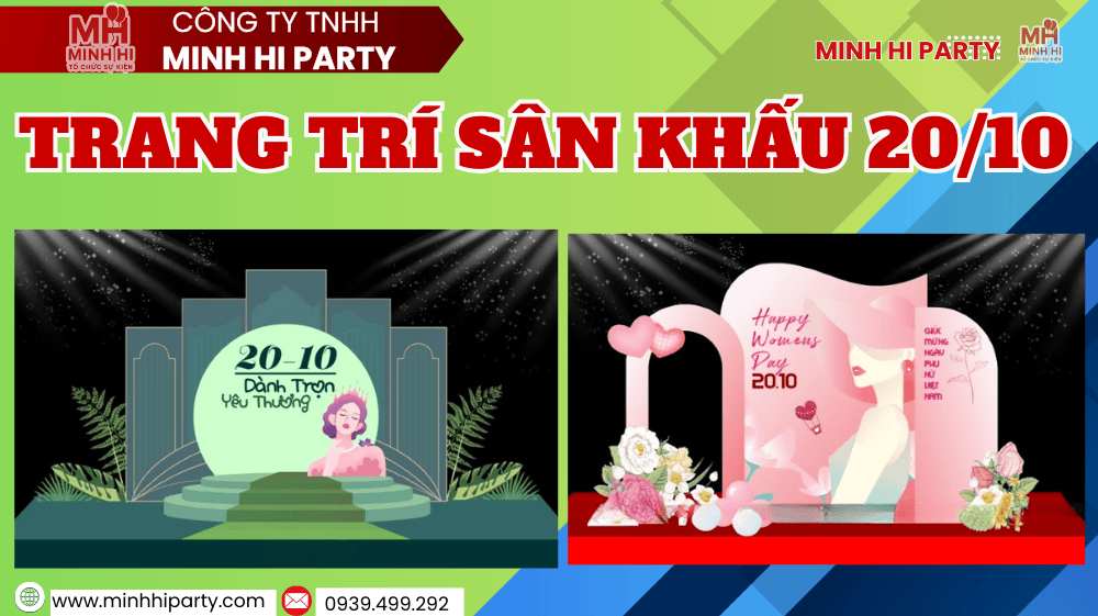 trang tri san khau 20 10 mau moi nhat Trang trí sân khấu 20/10 đẹp - Minh Hi Party đơn vị thi công sân khấu 20/10 chuyên nghiệp