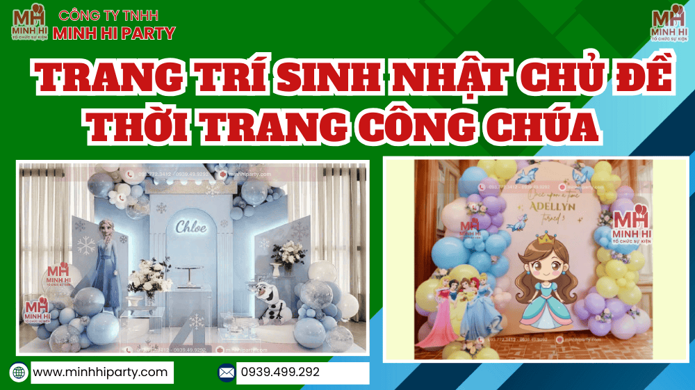 trang tri sinh nhat cho be gai chu de thoi trang cong chua Dịch vụ trang trí sinh nhật thời trang công chúa tại Minh Hi Party