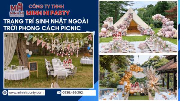 Trang trí sinh nhật người lớn ngoài trời phong cách Picnic - Mẫu trang trí sinh nhật dành cho người lớn