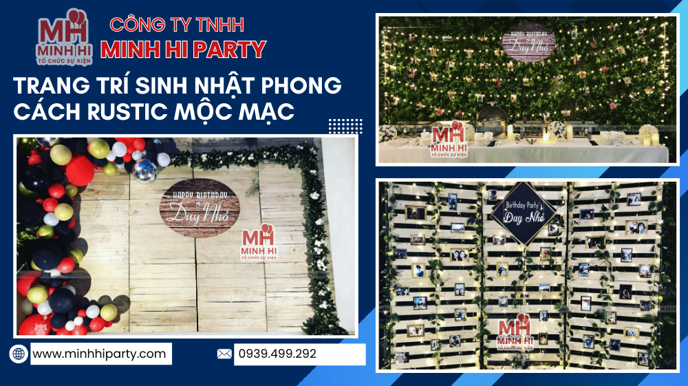 trang tri sinh nhat phong cach rustic moc mac Trang trí sinh nhật phong cách Rustic mộc mạc - Dịch vụ trang trí sinh nhật người lớn chuyên nghiệp