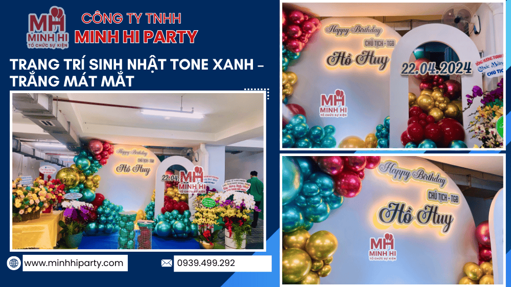 trang tri sinh nhat theo tone xanh trang mau trang tri sinh nhat nguoi lon Mẫu trang trí sinh nhật người lớn theo tone xanh trắng mát mắt