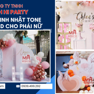Trang trí sinh nhật người lớn theo tone Hồng – Gold cho phái nữ