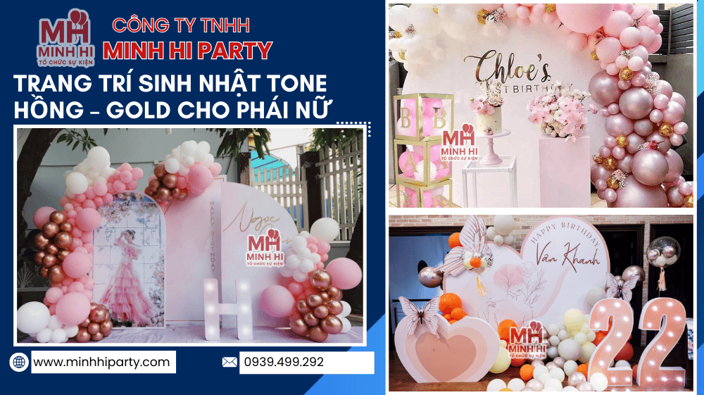 trang tri sinh nhat tone hong gold cho phai nu mau trang tri sinh nhat nguoi lon Trang trí sinh nhật người lớn theo tone Hồng – Gold cho phái nữ
