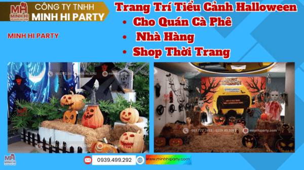 Dịch vụ trang trí tiểu cảnh Halloween cho quán cà phê, nhà hàng, shop quần áo