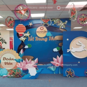 Decor trung thu cho văn phòng công ty với tone xanh