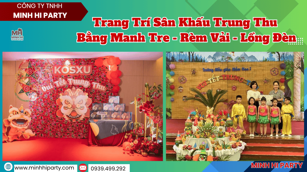 Trang trí trung thu phong cách truyền thống bằng mành tre