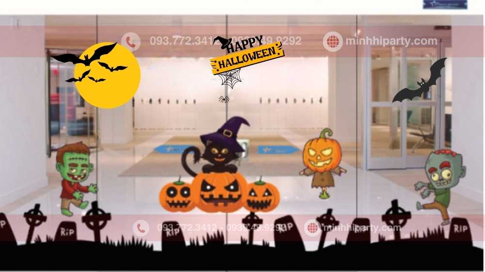 decal dán kính halloween kinh dị nghệ thuật