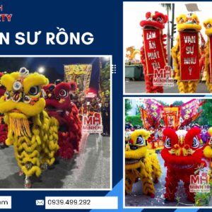 Dịch vụ biểu diễn gói 4 lân - Múa lân trọn gói ngày tết do Minh Hi Party cung cấp