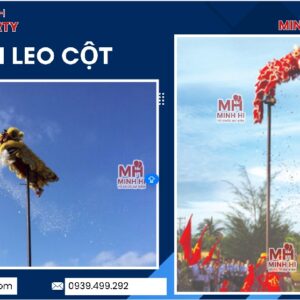 Dịch vụ biểu diễn lân leo cột hái lộc đầu năm