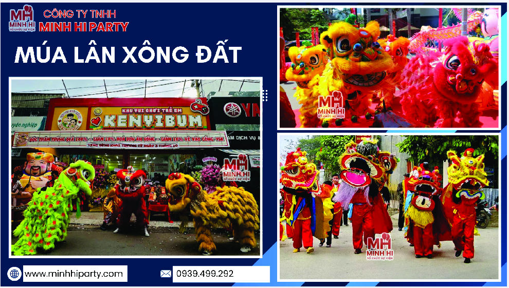 dich vu mua lan tet 2026 goi thue mua lan xong dat Minh Hi Party chuyên cung cấp dịch vụ múa lân xông đất tại HCM