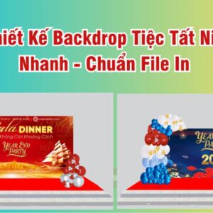 Dịch vụ thiết kế backdrop tiệc tất niên online do Minh Hi Party cung cấp