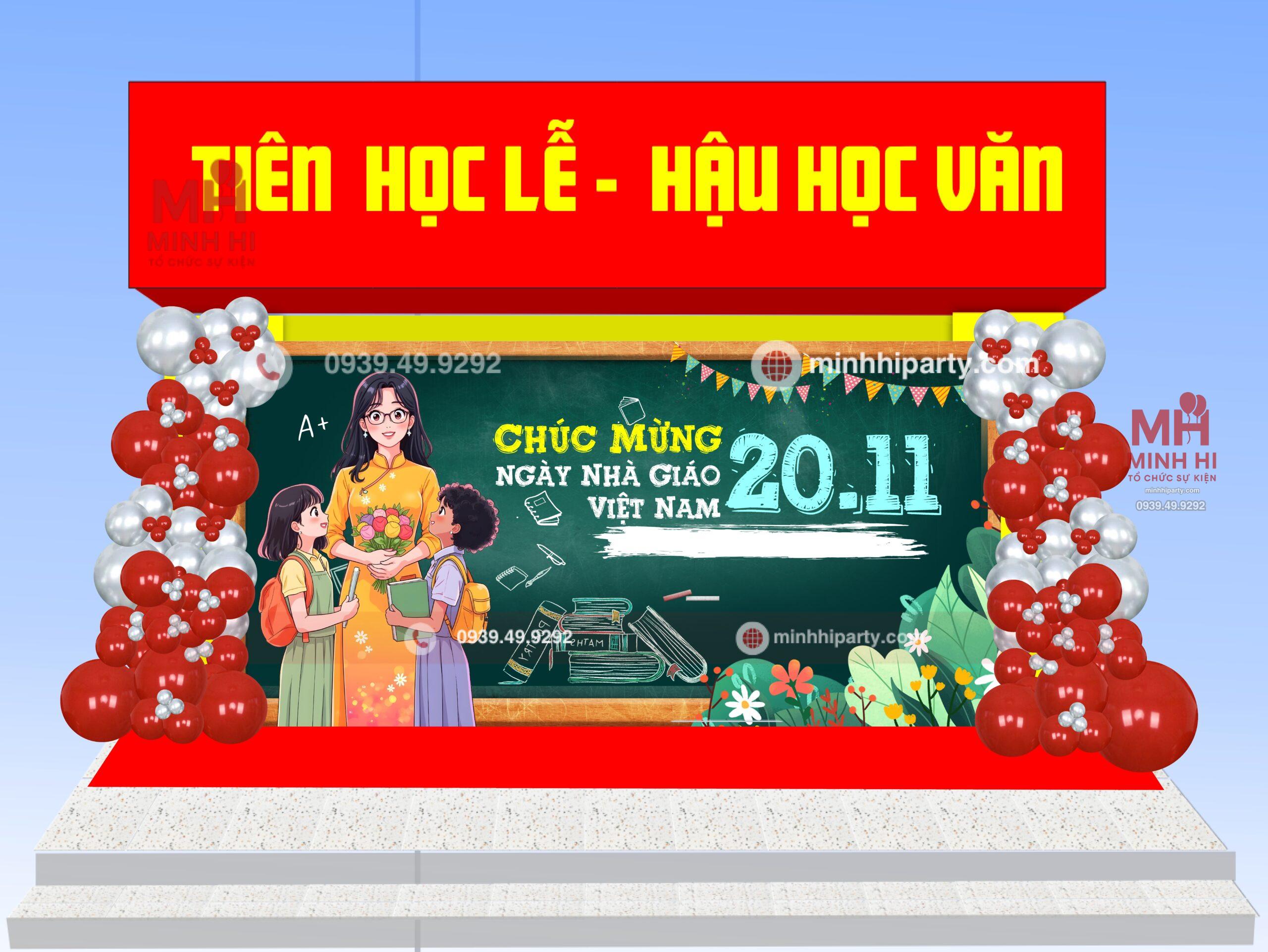 minhhiparty.com trang tri ngay nha giao 91 scaled Hình ảnh thiết kế trang trí backdrop 20-11 - Mẫu trang trí bảng 20 11