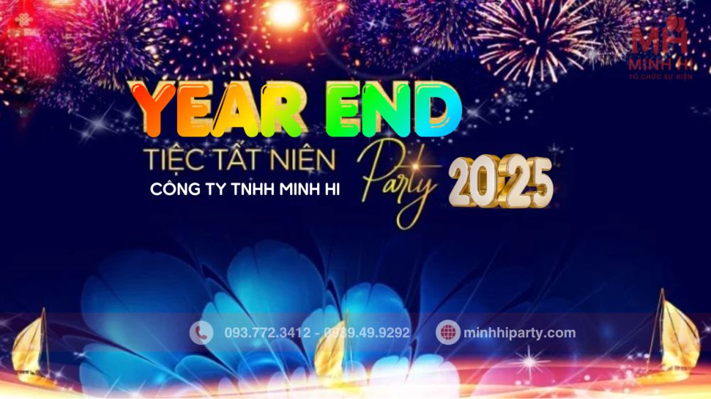 thiet ke trang tri year end party online Mẫu trang trí year end party sang trọng