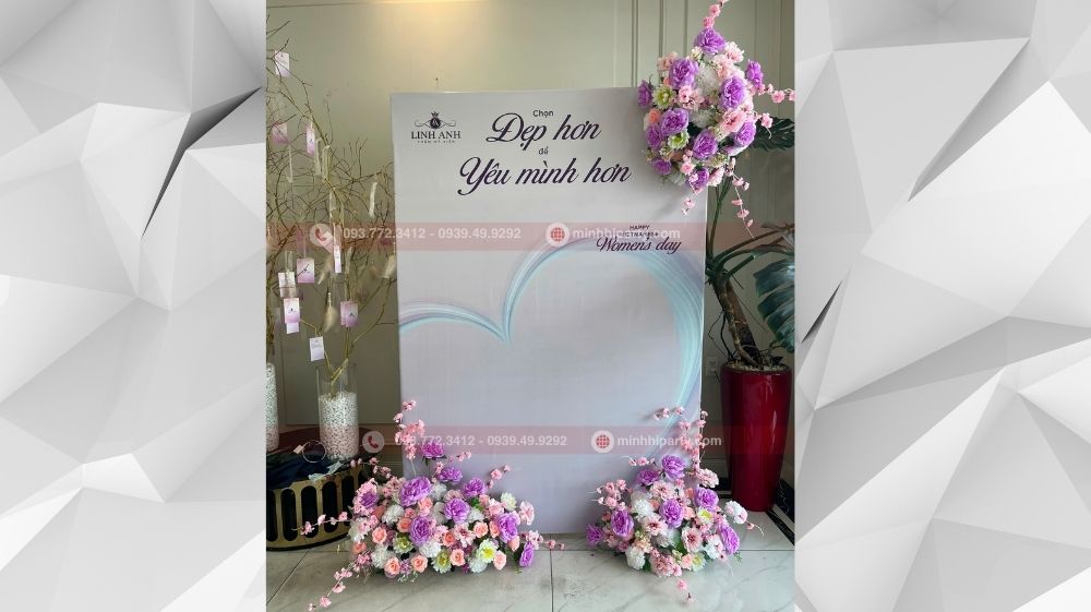 trang tri 20 10 cho tham my vien linh anh tron goi 5 Thiết kế Trang trí 20/10 chi nhánh Gò Vấp Linh Anh - Hoa vải pastel tinh tế