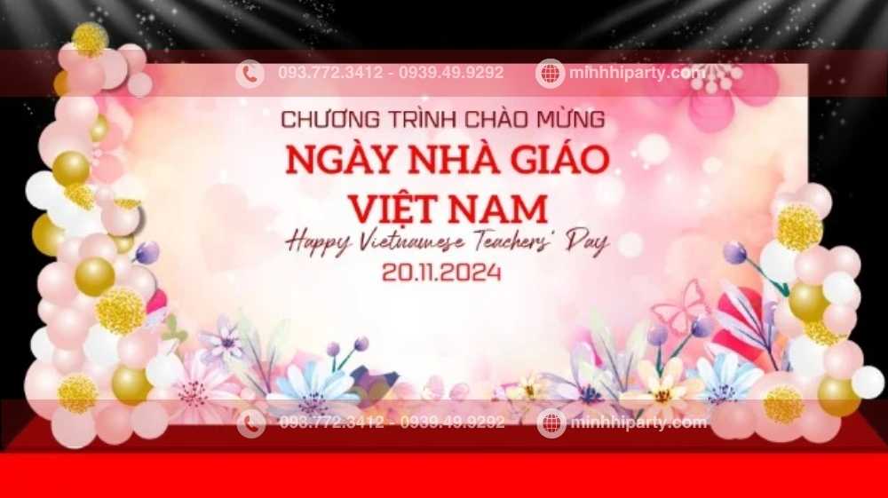 Decor 20/11 với background dạng truyền thống