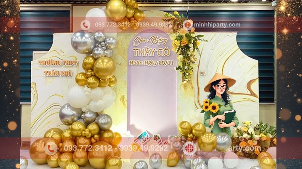 Trang trí 20/11 đơn giản với hoa tươi