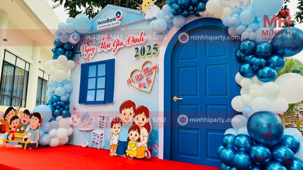 trang trí backdrop ngày hội gia đình với góc cận cảnh