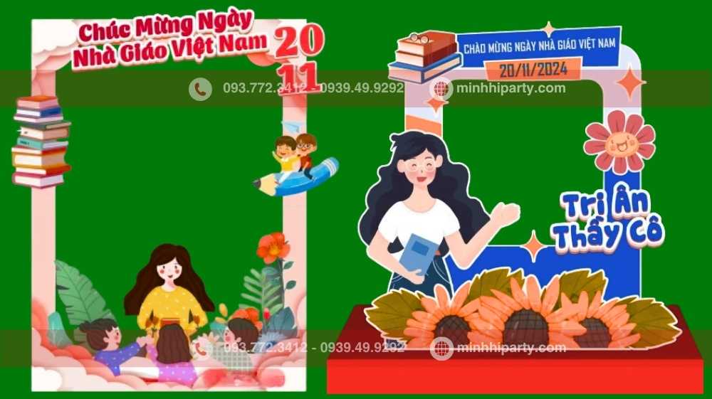 trang tri photobooth 20 11 Thiết kế trang trí photobooth 20/11 đẹp