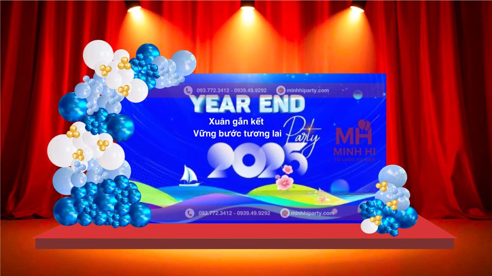 trang tri san khau tiec tat nien 5 Decor tất niên cho sân khấu với chủ đề ''Vững bước tương lai''