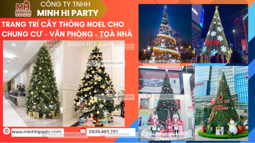 2025 trang tri cay thong noel cho chung cu van phong toa nha 2025 Minh Hi Party cung cấp dịch vụ trang trí cây thông Noel cao cấp cho chung cư văn phòng tà nhà