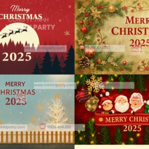 Mẫu backdrop Noel 2025 mini dành cho trang trí văn phòng