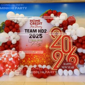 backdrop su kien tat nien 2025 cua home credit minhihiparty Mẫu trang trí tất niên 2025 của ngân hàng Home Credit mới nhất do Minh Hi Party thực hiện