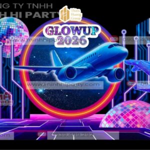 background tiec tat nien 2025 phong cach 3d sang trong Mẫu thiết kế background tiệc tất niên 2025 phong cách 3D sáng tạo do Minh Hi Party thực hiện