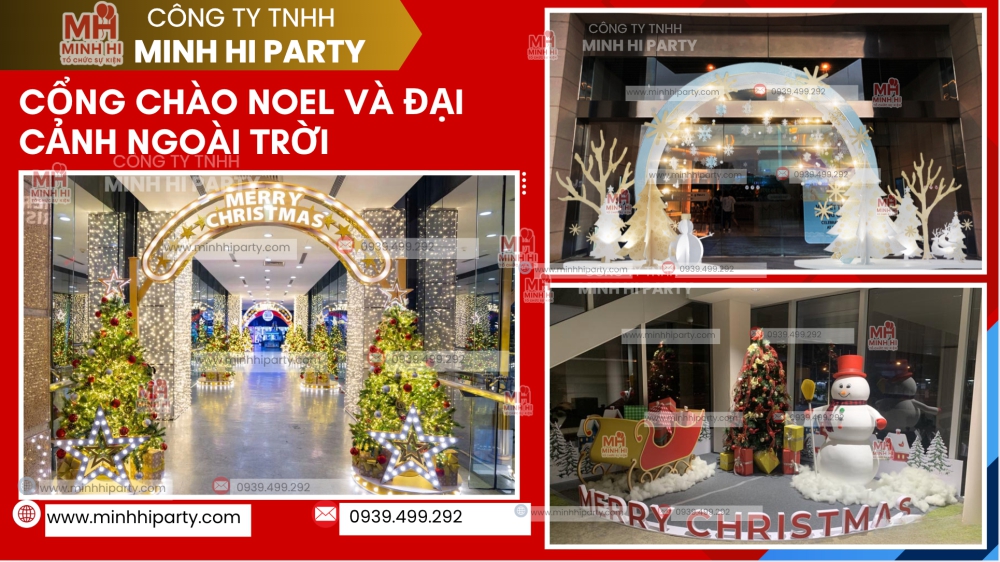 Mẫu cổng chào Noel 2025 và đại cảnh ngoài trời