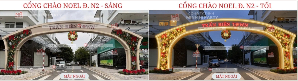 Phối cảnh cổng chào Noel 2025 ngoài trời khích thước lớn