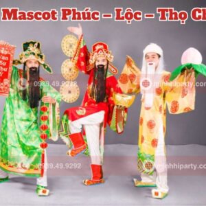 mascot phuc loc tho cho tet 2026 voi trang phuc chuyen nghiep Trang phục mascot Phúc - Lộc - Thọ mang tới sự chuyên nghiệp mới mẻ và chỉnh chu cho sự kiê j tết 2026